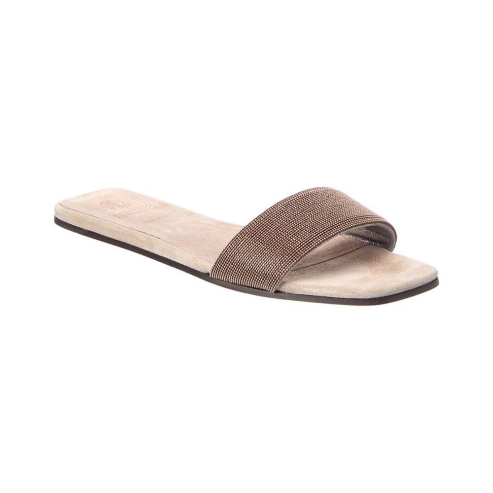 Brunello Cucinelli Leather Sandal, Beige